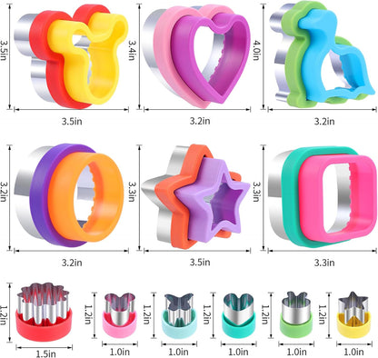 12 Pcs Sandwich Cutter and Sealer Set, Bread Decruster Pancake Maker DIY Cookie Cutters Vegetable Cutter Shapes for Kids, Ideal for School Lunch Boxes and Bento Boxes Boys Girls