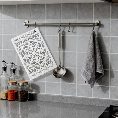 Notakia 9.6 x 6.3 Inch Cast Iron Trivet Set, Large Metal Trivets for Hot Dishes Pots Pans Decorative Kitchen Trivets, Heat-Resistant Trivet Mats for Quartz Countertops, Green Kitchen Accessories