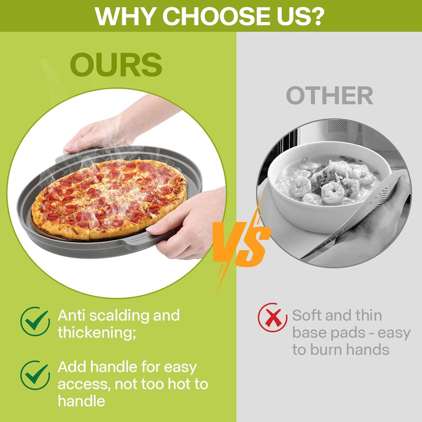 Microwave Splatter Cover for Food with Anti-scald Base Plate,Large Plastic & Silicone Vented Avoid Scalding Collapsible Guard Lid, Plate & Kitchen Colander for Meal Prep-10.7 Inch (2pcs-Gray-Black)