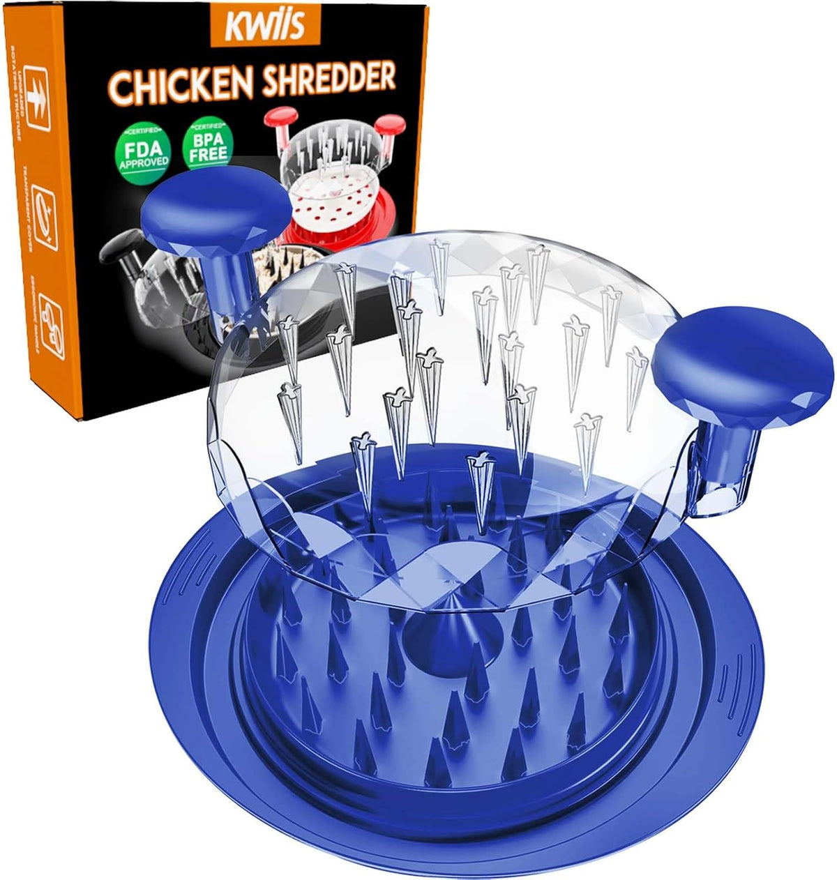 Chicken Shredder Tool Twist, 11" Heavy Duty Large Chicken Shredder, Meat Grinders Gadgets Machine, BPA Free, Strong Anti-Slip, Dishwasher Safe, Suitable for Pork Beef Chicken, Red