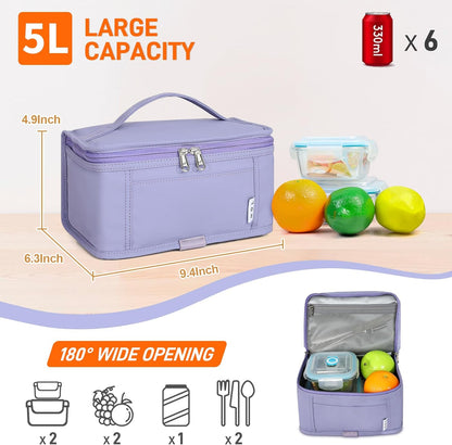 NOL Mini Insulated Lunch Bag for Women Men Kids | Small Leakproof Reusable Lunch Tote | Fits 6 Cans 330ml | Thermal Cooler for Work School Picnic Camping, Navy blue