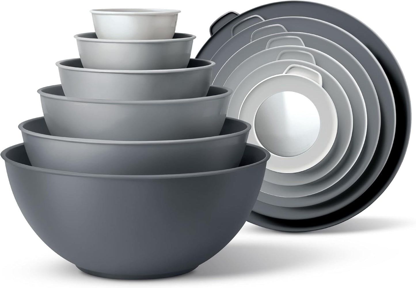 COOK WITH COLOR Mixing Bowls with Lids - 12 Piece Plastic Nesting Bowls Set includes 6 Prep Bowls and 6 Lids, Microwave Safe Mixing Bowl Set, Pink Embossed - Colors A