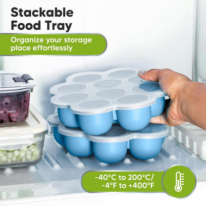 KeaBabies Silicone Food Freezer Trays with Lid, 2oz x 10 Pods Baby Food Storage Containers, Easy Puree Meal Prep, Breast Milk Silicone Freezer Molds, Dishwasher, Microwave Safe, BPA-Free (Slate)