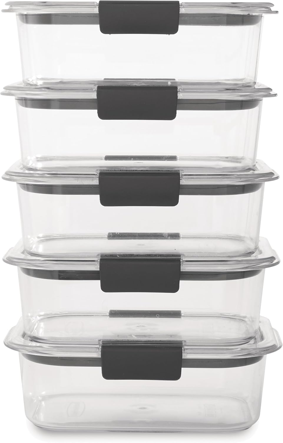 Rubbermaid Brilliance Meal Prep Containers, 2-Compartment Food Storage Containers, 2.85 Cup, 5-Pack, BPA-Free, Clear/Grey