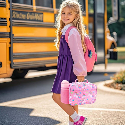 RHCPFOVR Kids Lunch Bag - Insulated Lunch Box for Boys Girls,Washable Lunch Bag and Reusable Toddler Leak-proof Lunchbox for School and Daycare - Colors A