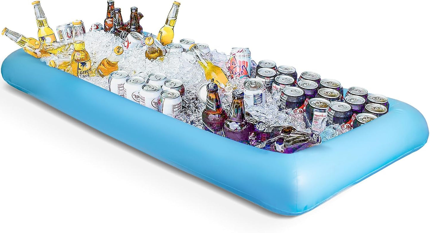 Novelty Place Inflatable Ice Serving Tray Buffet Bar with Drain Plug - Salad Food & Drinks Inflatable Cooler for Party Picnic and Camping (Pack of 1)