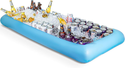 Novelty Place Inflatable Ice Serving Tray Buffet Bar with Drain Plug - Salad Food & Drinks Inflatable Cooler for Party Picnic and Camping (Pack of 1)