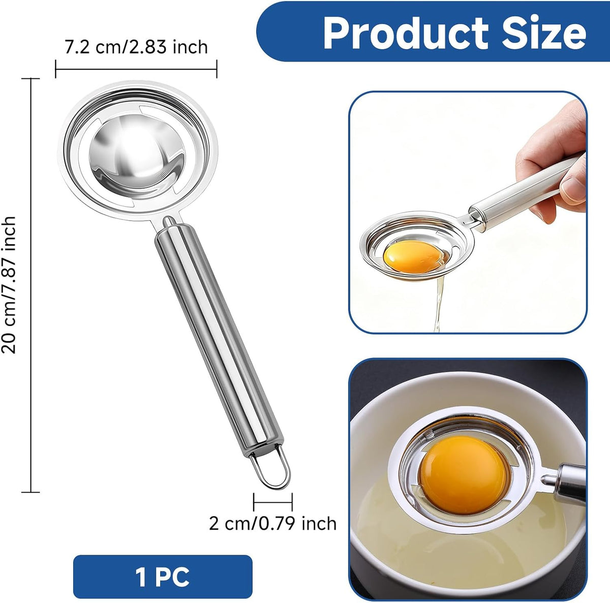 Egg Separator for Raw Eggs- Stainless Steel Egg Yolk Separator