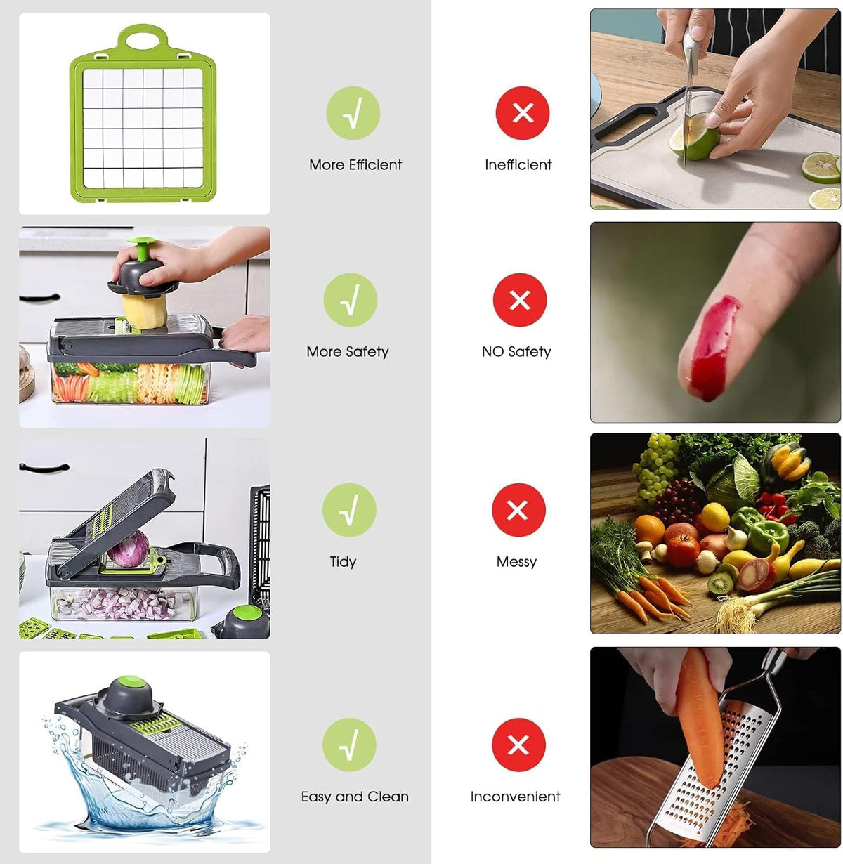 Vegetable Chopper with Container 16-in-1, 7 Blades Food Dicer Veggie Slicer | Onion, Tomato, Salad, Slap, Fruit Cutter with Sharp Stainless Steel Blades, All-in-One Kitchen Prep Tool