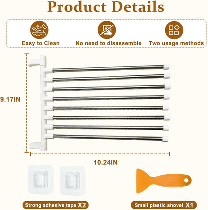 8-Tier Foldable Wall Mounted Noodle Dryer Stand, 180° Swivel