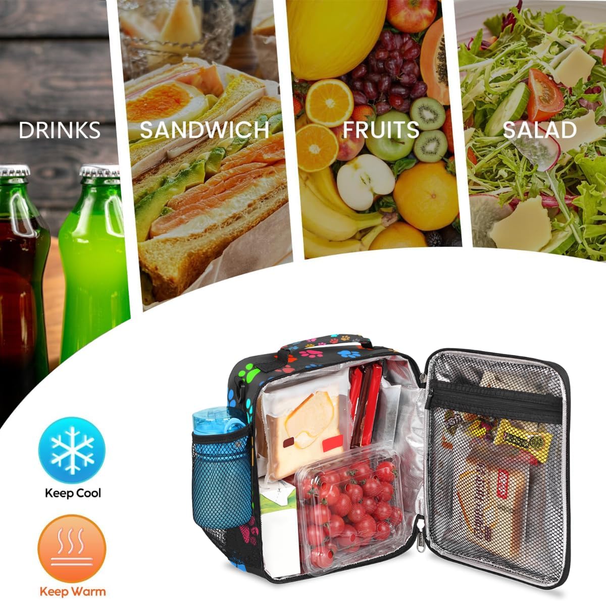 cfpolar Skull Skateboard Lunch Box for Boys Girls, Insulated Lunch Bags for Kids Reusable Mini Cooler Lunch Tote Lunchbox Thermal Meal Tote Kit with Shoulder Strap for Work School Picnic