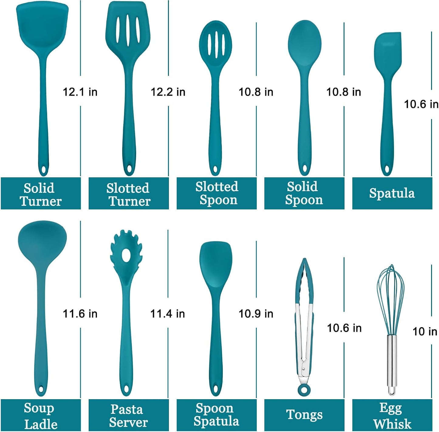 E-far 10 Pieces Silicone Cooking Utensils Set, Heat Resistant Kitchen Utensil Set for Nonstick Cookware, Kitchen Cooking Tools with Spatula, Spoon, Slotted Turner, Non-Toxic & Dishwasher Safe (Khaki)
