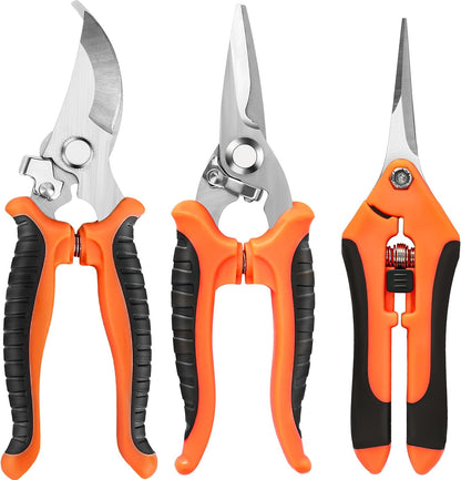 EWPJDK 3 Pack Garden Pruning Shears Scissors Clippers Stainless Steel