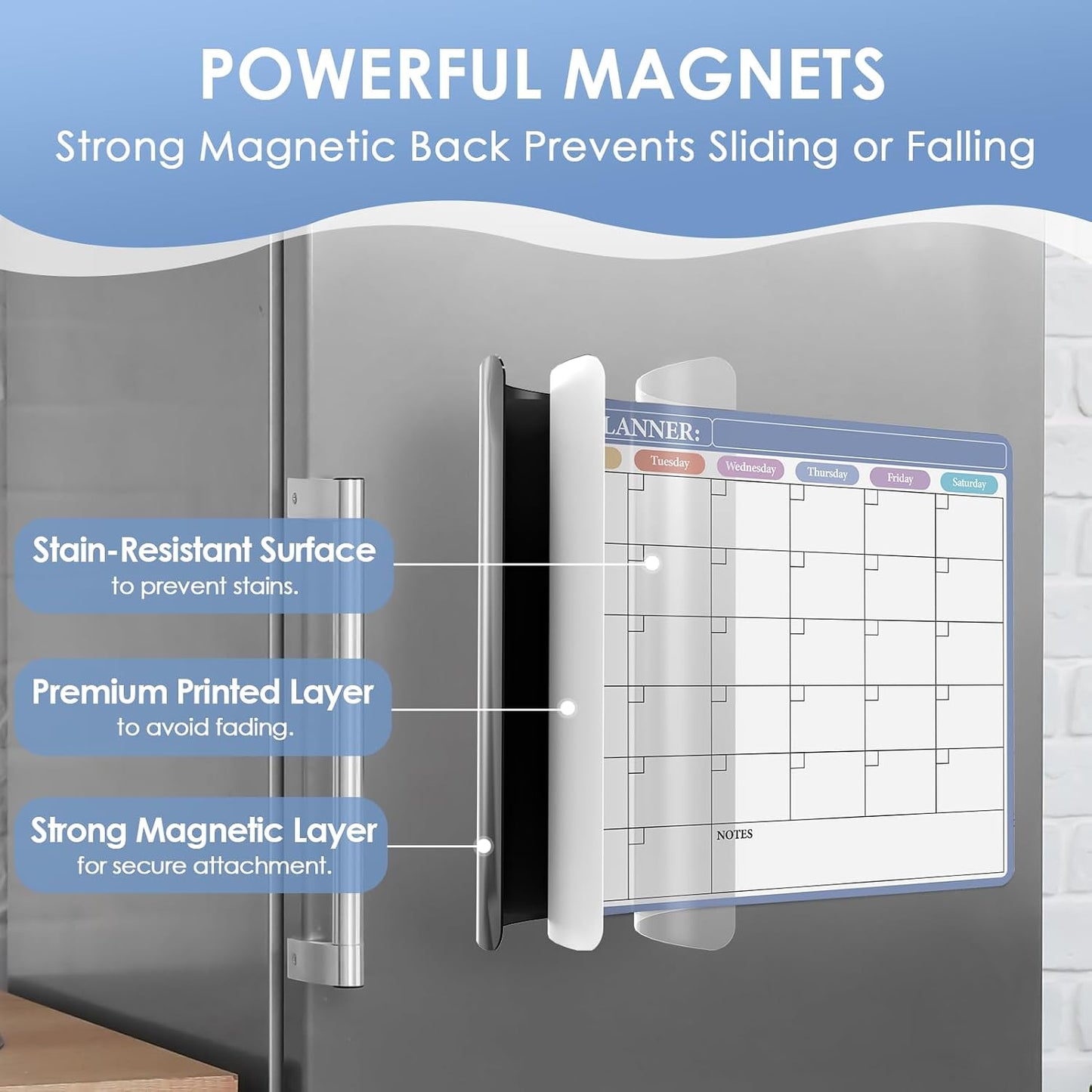 MaxGear Black Weekly Dry Erase Board,16"x12" Magnetic Whiteboard Meal Planner Blackboard for Fridge, Chalkboard Calendar Menu Planning Board Notepad for Kitchen with 7 Markers and 1 Eraser
