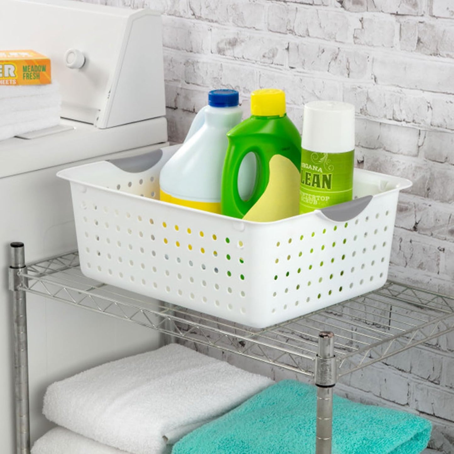 Sterilite 6-Pack Medium Ultra Basket, Open Top Plastic Storage Organizer, White - Classic Baskets for Organizing Countertops, Pantry Shelves, Kitchen Cabinets, Laundry Rooms or Home Offices