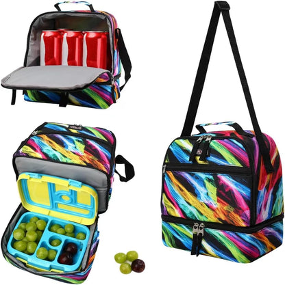 Tilami Lunch Bags Insulated Adjustable Strap Zipper, Two Compartments Cooler Bags, Bento Bags for Kids Toddlers (Blue)