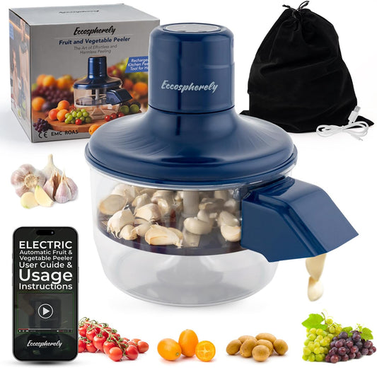 Automatic Grape Peeler Machine, Electric Garlic Peeler, Cordless Rechargeable Fruit & Vegetable Peeling Machine,Easy-Clean Multi-Function Tool for Garlic, Cherry Tomato & Plum