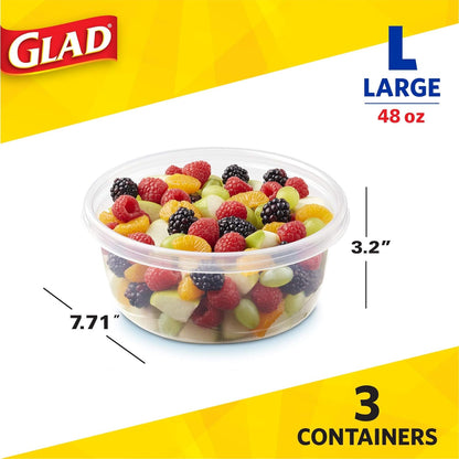 Glad GladWare To Go Snack Food Storage Containers with Lids, Medium Rectangle No BPA Plastic with Built-In Dressing Cup for Salads and Snacks, Microwave Dishwasher Safe, 24 Oz, 4 Count