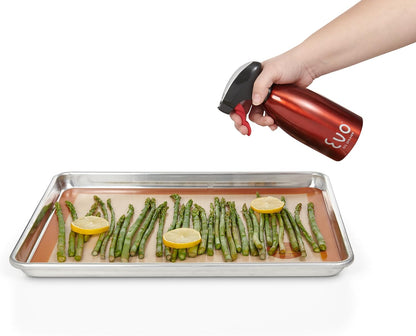 Evo Oil Sprayer 18/8 Stainless Steel, Non-Aerosol for Olive, Cooking Oils, and Vinegars, Silver, 16-Ounce Capacity