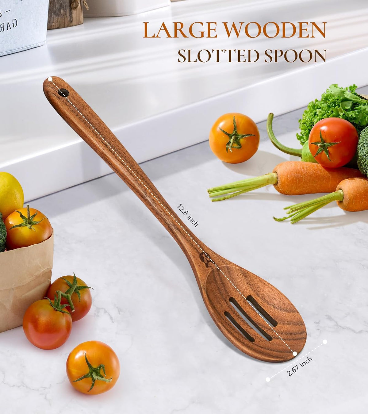 Wooden Spoons for Cooking, Premium Teak Wooden Cooking Utensils for Serving