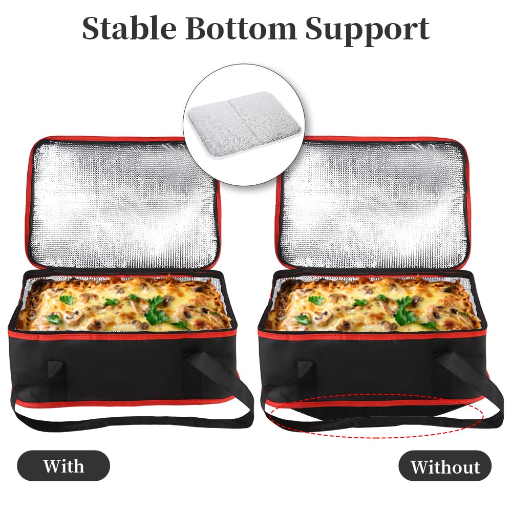 Bodaon Insulated Casserole Carrier Bag, Fits 9x13 and 11x15 Inch Baking Dish with Lid, Casserole Carriers for Hot or Cold Food for Transport, Thermal Lasagna Potluck Warmer Travel Tote, Black