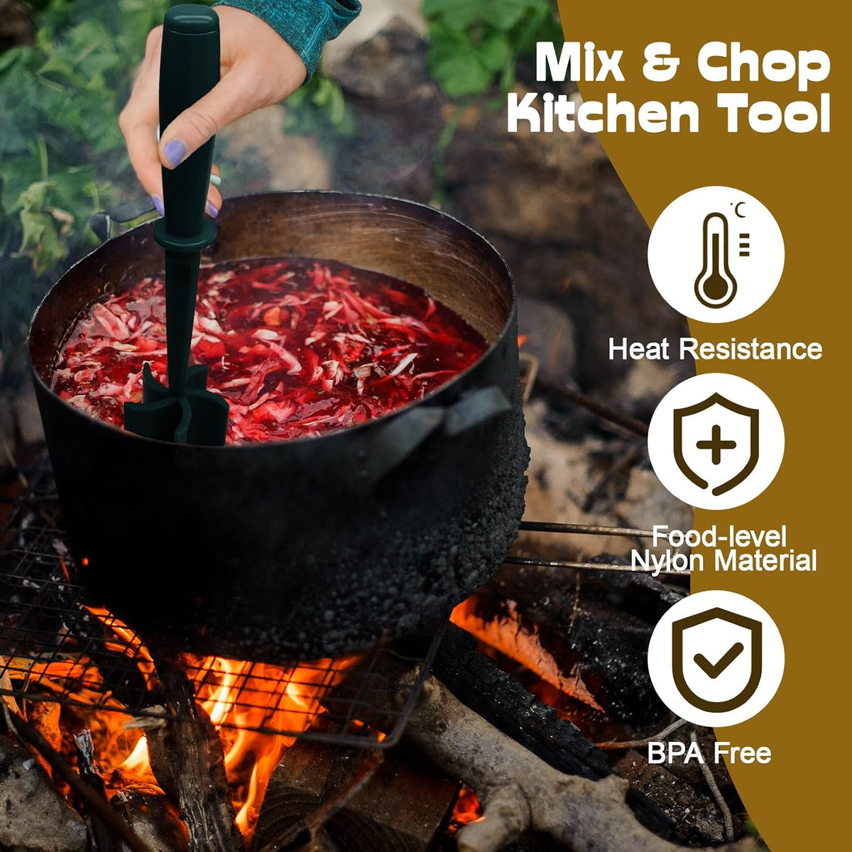 Meat Masher, Red, 5 Curve Blade