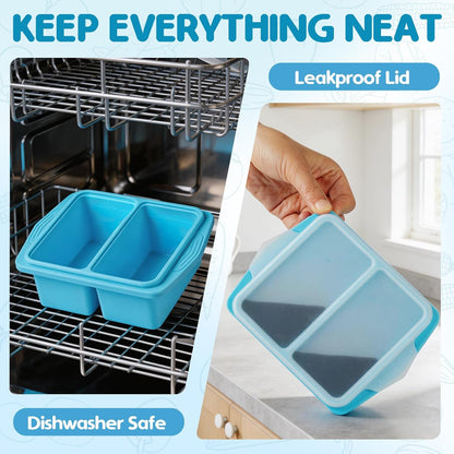 Silicone Freezer Trays with Lids, 2-Pack 1 Cup Soup Freezer Containers, Reusable Silicone Soup Molds for Meal Prep, Ice Cube Trays for Freezing Soup, Broth, Sauces & Leftovers