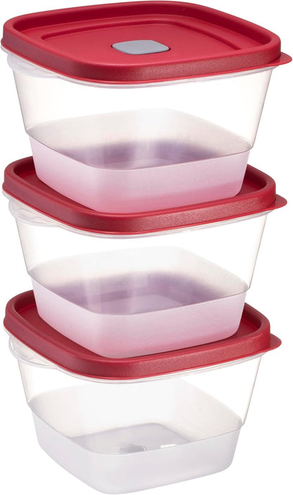 Tribello 16-Piece BPA-Free Plastic Food Storage Set, Red Vented Lids - Microwave, Dishwasher Safe: Perfect for Meal Prep, Leftovers, and Kitchen Organization