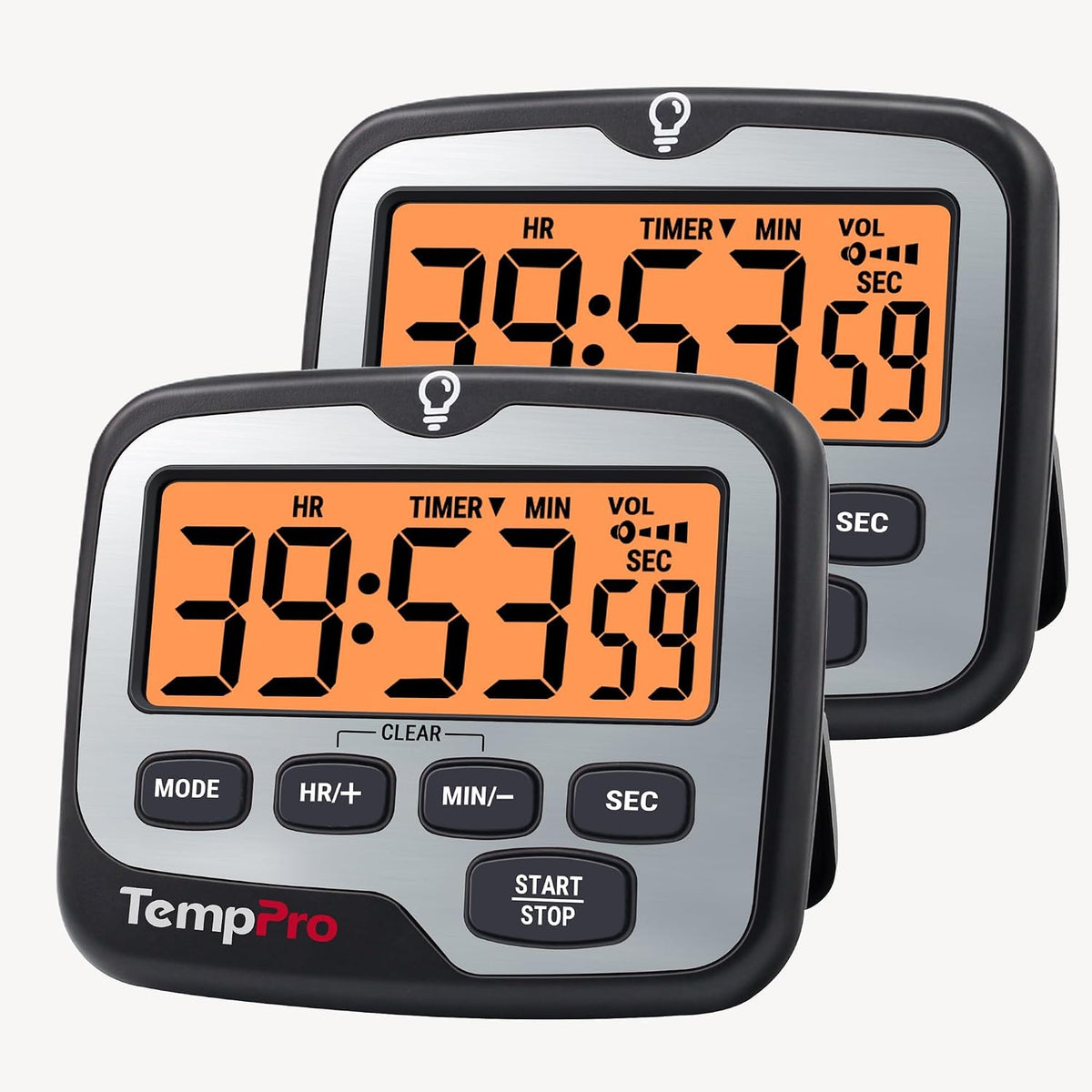 TempPro TM01 2-in-1 Kitchen Timers for Cooking with 12/24H Clock Mode