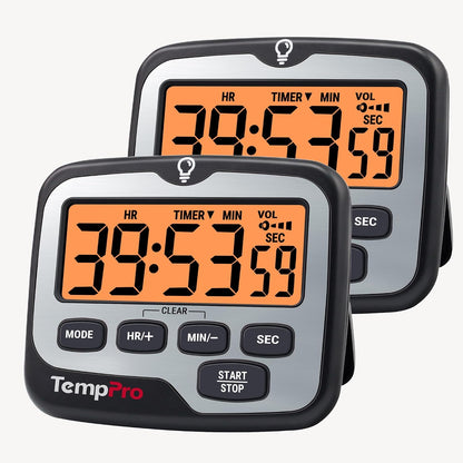 TempPro TM01 2-in-1 Kitchen Timers for Cooking with 12/24H Clock Mode