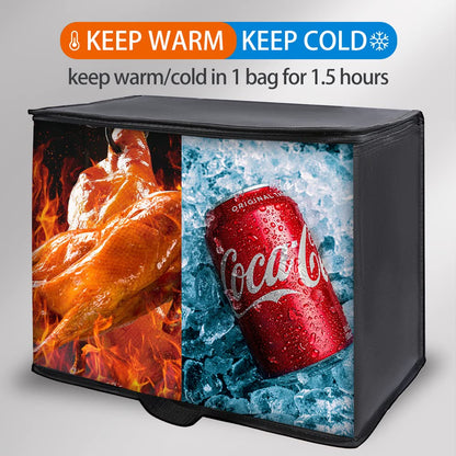 Bodaon Insulated Food Delivery Bag, XXXL Pizza Delivery Bags for Hot and Cold Food, Commercial, Large Capacity Reusable Warming Bag, Catering Cooler Bag for Rideshare, Warmers for Parties (Black, 1Pk)