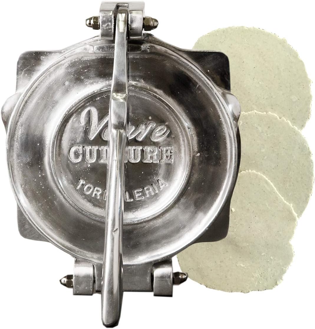 Verve CULTURE Large Tortilla Press, Aluminum Street Taco Press and Quesadilla Maker, Aplastador de Tortillas, Tortilla Maker, 9”