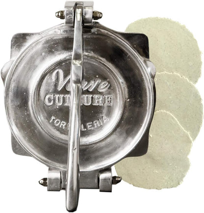 Verve CULTURE Large Tortilla Press, Aluminum Street Taco Press and Quesadilla Maker, Aplastador de Tortillas, Tortilla Maker, 9”