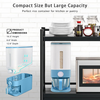 Lenwi 22-25 Lbs Rice Dispenser, Large Cereal Dry Food Storage Containers with Measuring Cup, BPA-Free Household for Kitchen Pantry Organization-Red