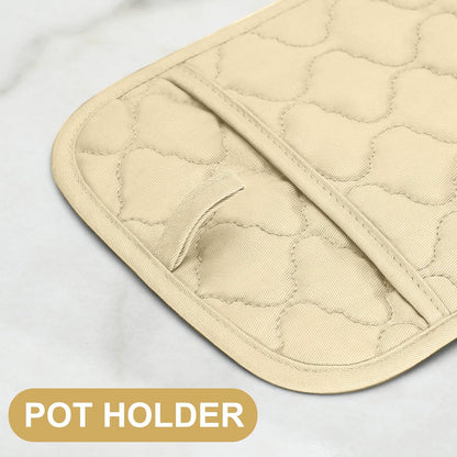 Oven Mitts Kitchen Towels and Dishcloths Pot Holders Sets, Oven Gloves Kitchen Dish Towels 500 Degree Heat Resistant Potholders with Non-Slip Silicone Surface for Cooking, Grilling, Baking-Gray