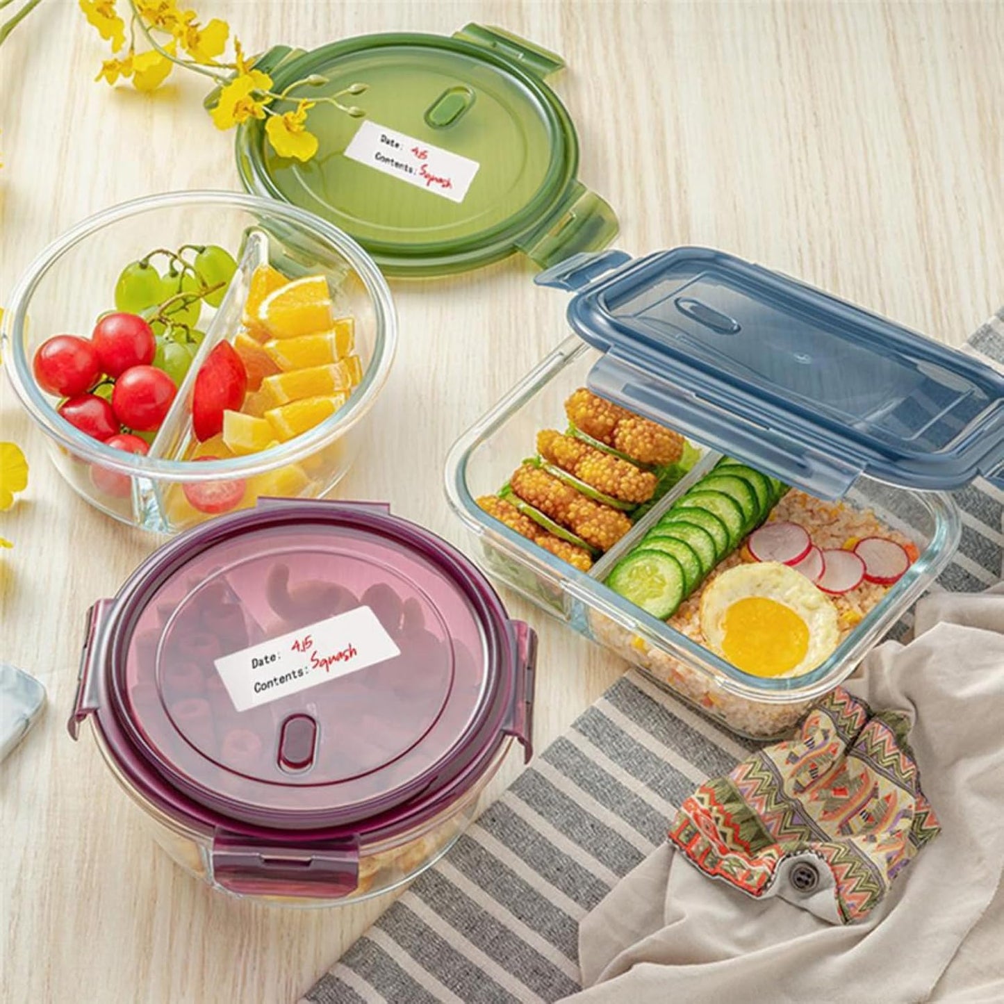 120 Sheets Date Contents Labels Roll, Food Storage Stickers for Kitchen, Home Organization, Removable Adhesive