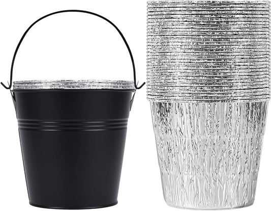 30-Pack Grease Liner and 1 Pack Black Bucket, Grill Drip Cups Compatible for Traeger Pro Series 575/780, 22/34 Series, Grill Accessories and Drip Tray Liner