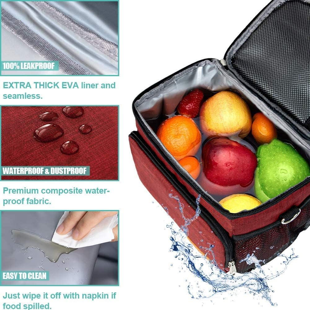Tiblue Insulated Lunch Bag for Women/Men, Reusable Lunch Box for Office Work School Picnic,Leakproof Freezable Cooler Bag with Adjustable Shoulder Strap for Kid/Adult(Medium, Black & White Stripes)