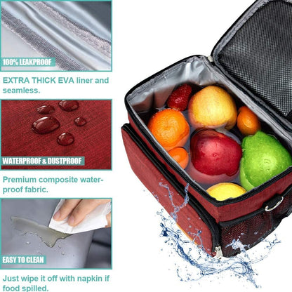 Tiblue Insulated Lunch Bag for Women/Men, Reusable Lunch Box for Office Work School Picnic,Leakproof Freezable Cooler Bag with Adjustable Shoulder Strap for Kid/Adult(Medium, Black & White Stripes)