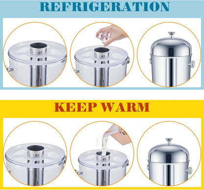 Gisafai 2 Pcs 2 Gallon Drink Dispensers for Parties, Beverage Dispenser with Stand, Stainless Steel Hot Cold Juice Dispenser with Centre Ice Core and Drip Trays for for Beer, Water Lemonade