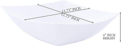 PLASTICPRO Disposable Square Serving Bowls, Party Snack or Salad Bowl, Plastic Clear or White Pack of 4 (16 OUNCE, White)