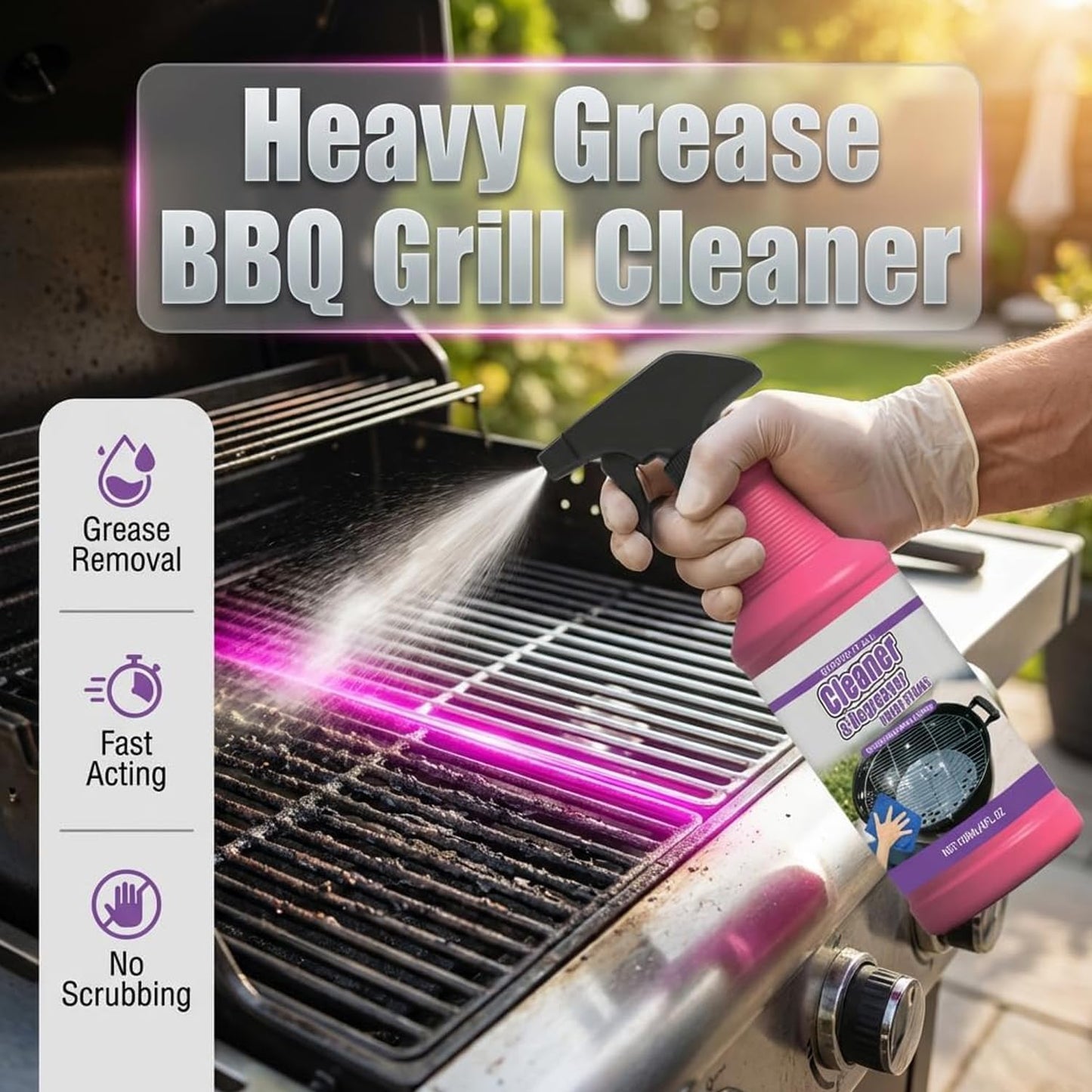 Fast-Acting Heavy-Duty Grill Degreaser Spray, 2026 New Heavy Duty BBQ Grill Degreaser, All Purpose BBQ Grill Cleaner for Burnt Food & Grease (1, 4FL)