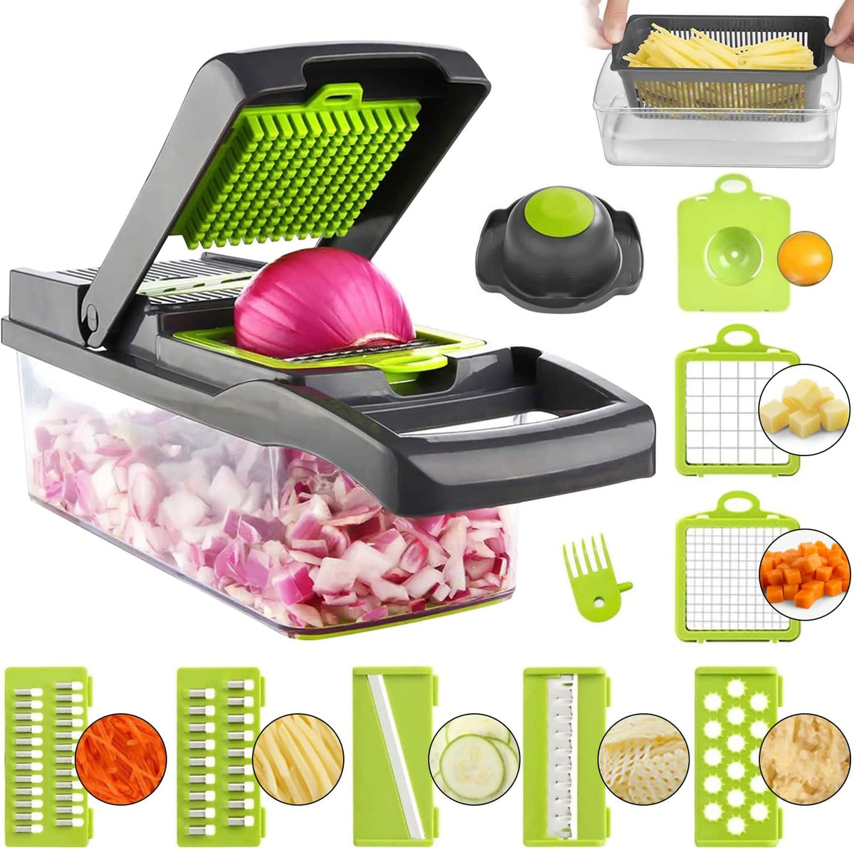 ADOV Vegetable Chopper With Container, Mandoline Slicer For Kitchen