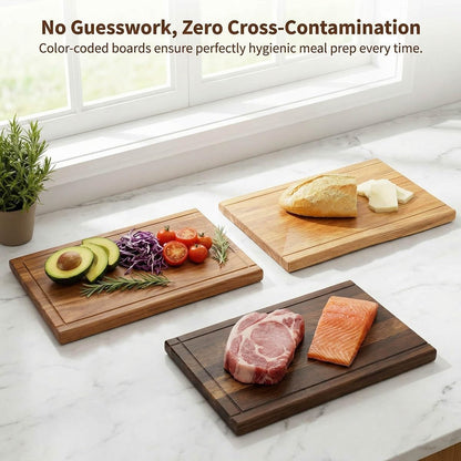 Large Wood Cutting Boards Set of 3 for Kitchen Meal Prep & Serving, Cutting Board That Looks like Books, Wooden Charcuterie Chopping Board with Holder Non Slip Decorative Kitchen Gift