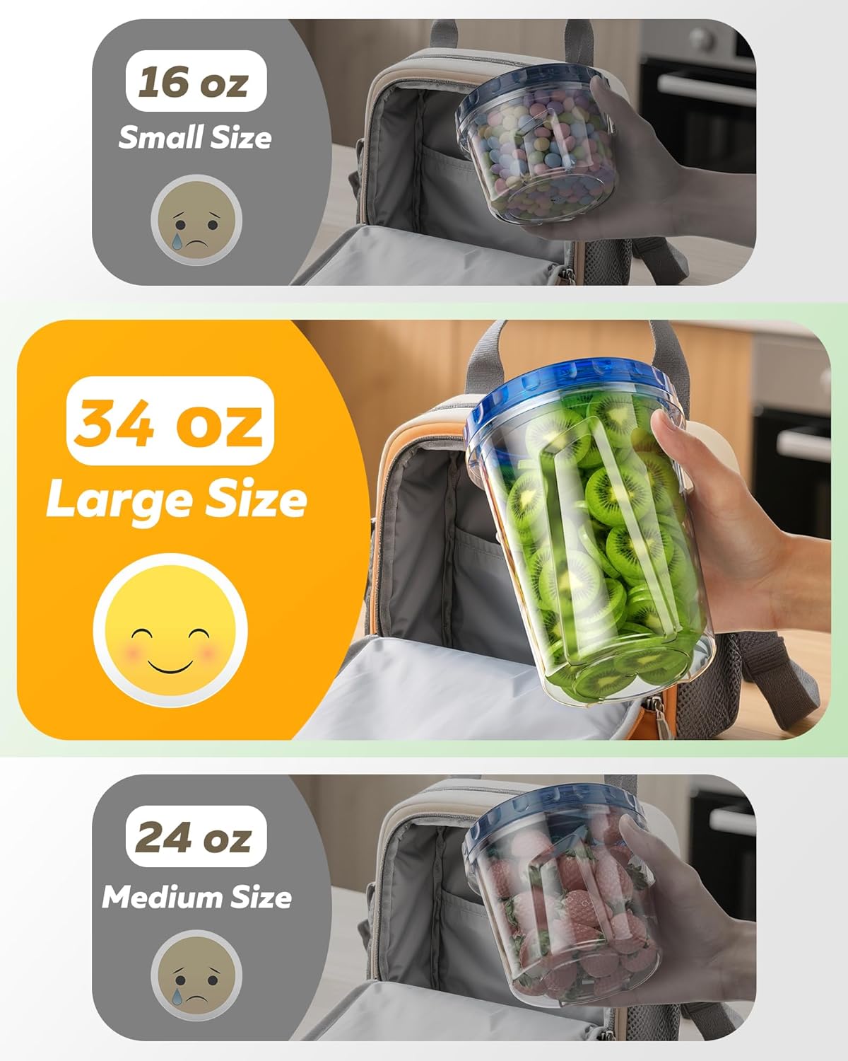 6 Pack-24 oz Freezer Storage Containers, Plastic Food Storage Containers with Twist Top Lids, BPA Free and Reusable Soup Containers with Lids, Leakproof/Microwave/Dishwasher Safe