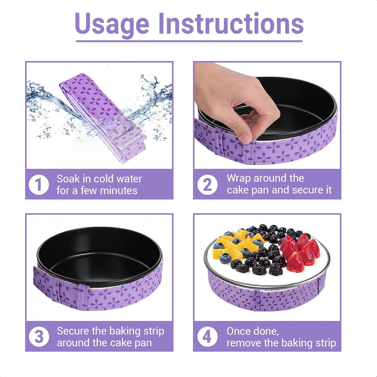 Cake strips for even baking, Baking strips for cake pans, Baking Supplies and Cake leveler