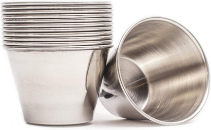 Ramekins Stainless Steel Condiment Sauce Cups, Metal Ramekins, Commercial Grade, Multifunctional, Ideal for All Hot and Cold Sauces, Individual Portion Cups (12, 1.5 oz)