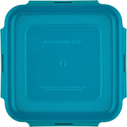 Rachael Ray Leak-Proof Nestable Container Food Storage Bin Set, 10-Piece, Clear with Teal Lids
