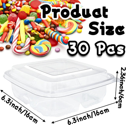 Haawooky 30 Pack Bento Snack Containers,2 compartments Lunchable Containers with Lids,Divided Food Containers for School, Work and Travel