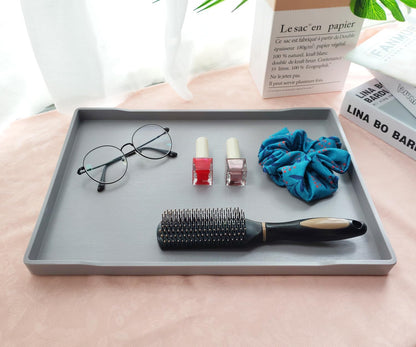 White Serving Tray (13.5 x 9.6 inch) for Serving Accessory, Elegant & Stackable Plastic Tray for Spa, Coffee, Drinks, Tea, Bar, Party, Seasoning, Perfume and Display Use.